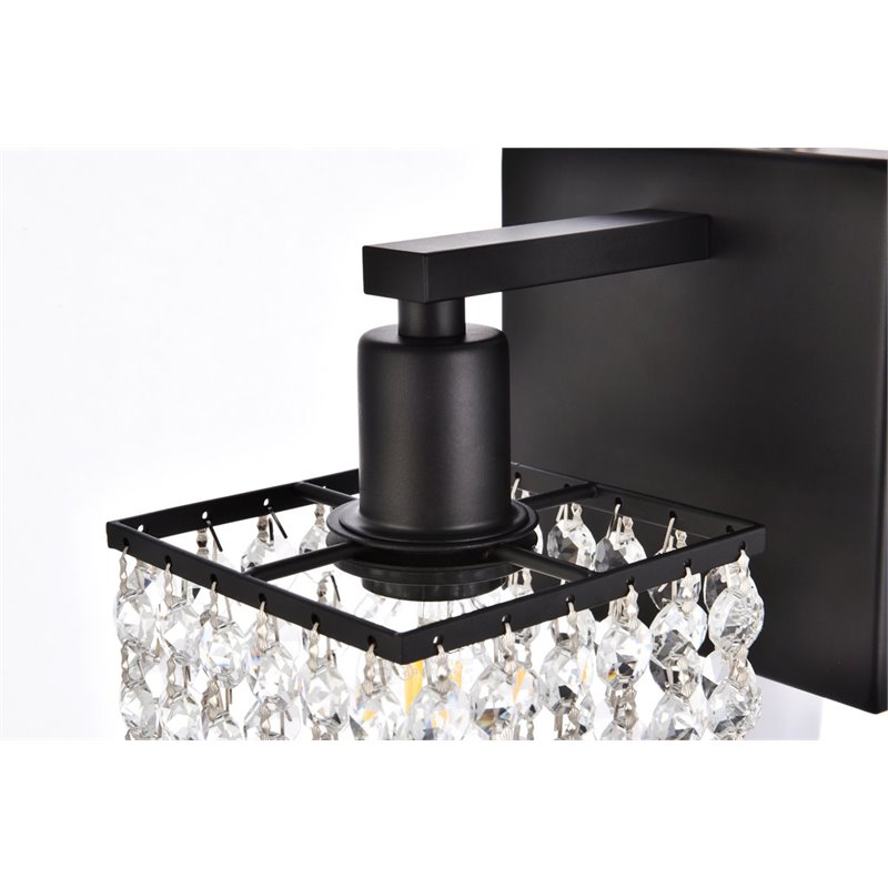Maklaine Modern 1 - Light Metal Bath Sconce in Black and Clear