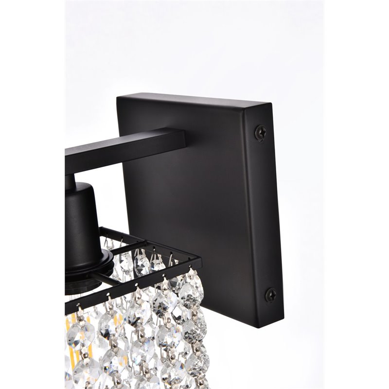 Maklaine Modern 1 - Light Metal Bath Sconce in Black and Clear