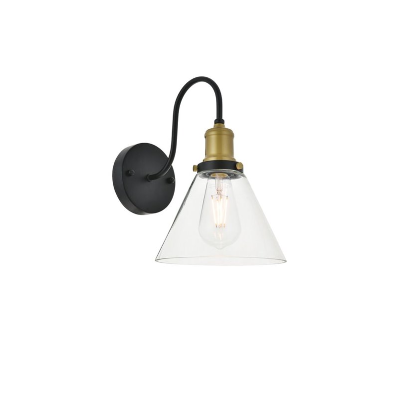 Maklaine Modern 1 - Light Metal Wall Sconce in Brass and Black
