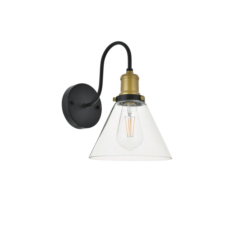 Maklaine Modern 1 - Light Metal Wall Sconce in Brass and Black