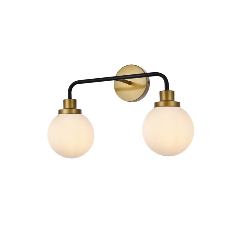 Maklaine Modern 2 - Light Metal Bath Sconce in Black and Brass