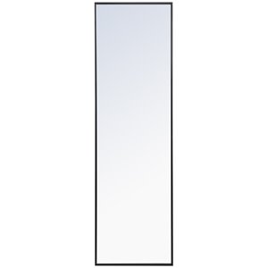 Maklaine Modern 60&quot x 18&quot Rectangle Metal Frame Mirror in Black