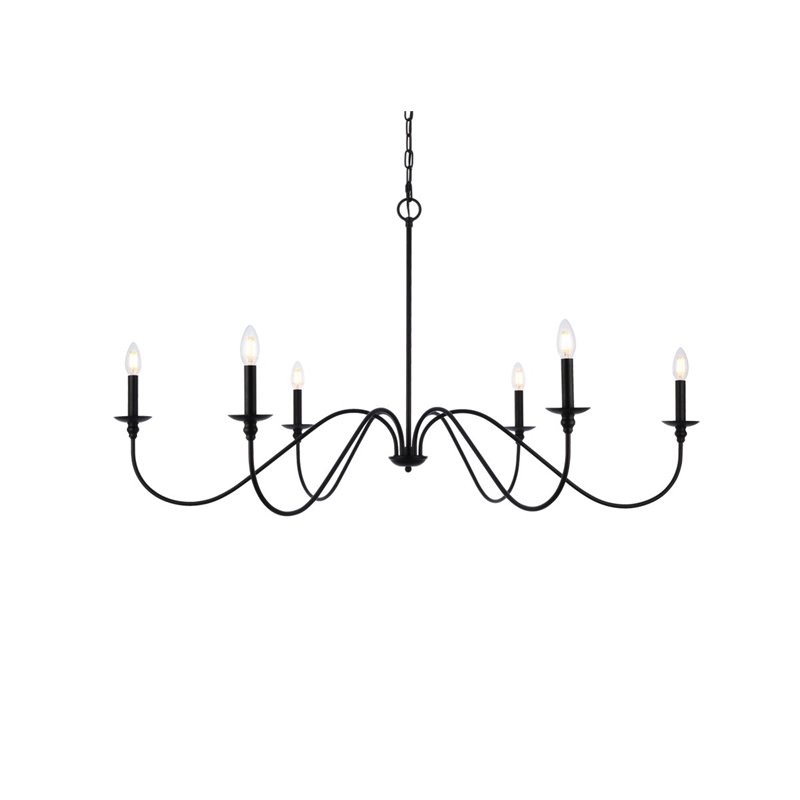 Maklaine 6 - Light Transitional Metal Chandelier in Matte Black