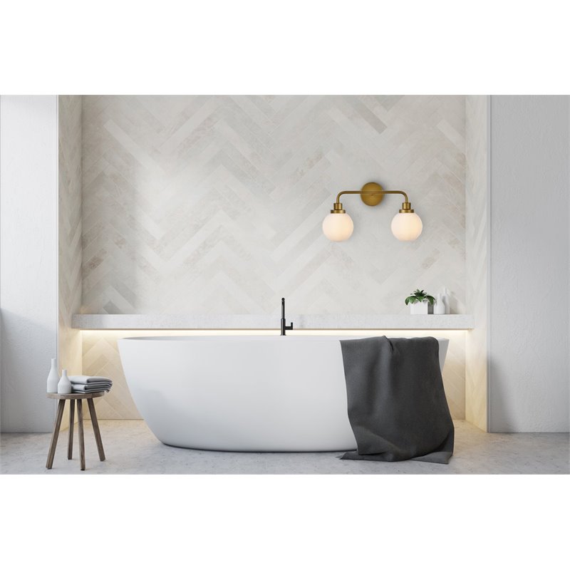 Maklaine Modern 2 - Light Metal Bath Sconce in Brass and Frosted