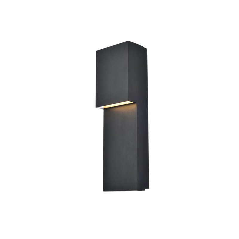 Maklaine Modern 1 - Light Aluminum LED Wall Sconce in Black Finish