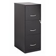 Maklaine Metal 3 Drawer Vertical Filing Cabinet with Lock Black