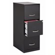 Maklaine Metal 3 Drawer Vertical Filing Cabinet with Lock Black