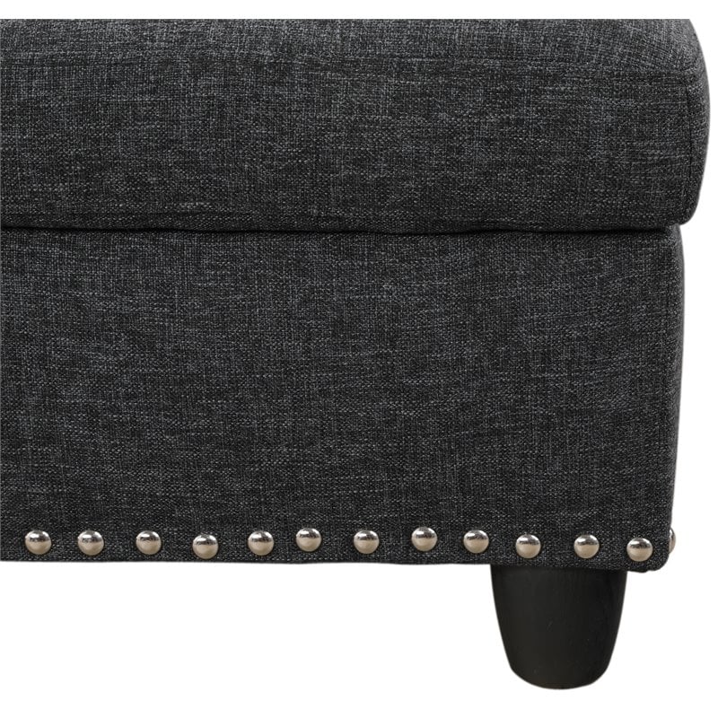 Maklaine Polyester Fabric Sectional Sofa with Ottoman-Dark Gray