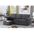 Maklaine Gray Linen Fabric Reversible Sleeper Sofa Storage Chaise