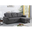 Maklaine Gray Linen Fabric Reversible Sleeper Sofa Storage Chaise