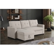 Maklaine Polyester Fabric Reversible Sleeper Sectional Sofa-Beige