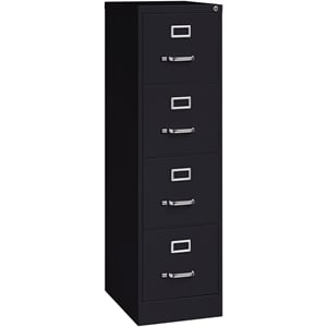 Maklaine 22&quot 4-Drawer Metal Letter Width Vertical Filing Cabinet in Black