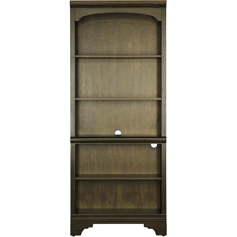 Maklaine 5-Shelf Rectangular Traditional Wood Bookcase in Oak