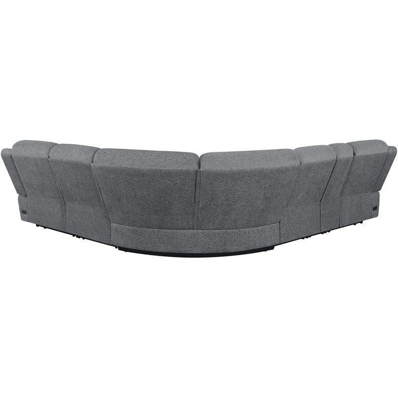 Maklaine 6-Piece Chenille Upholstered Motion Sectional in Charcoal