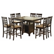Maklaine Tropical Hardwood Cappuccino Dining Set Square Built-in Lazy Susan 51.5