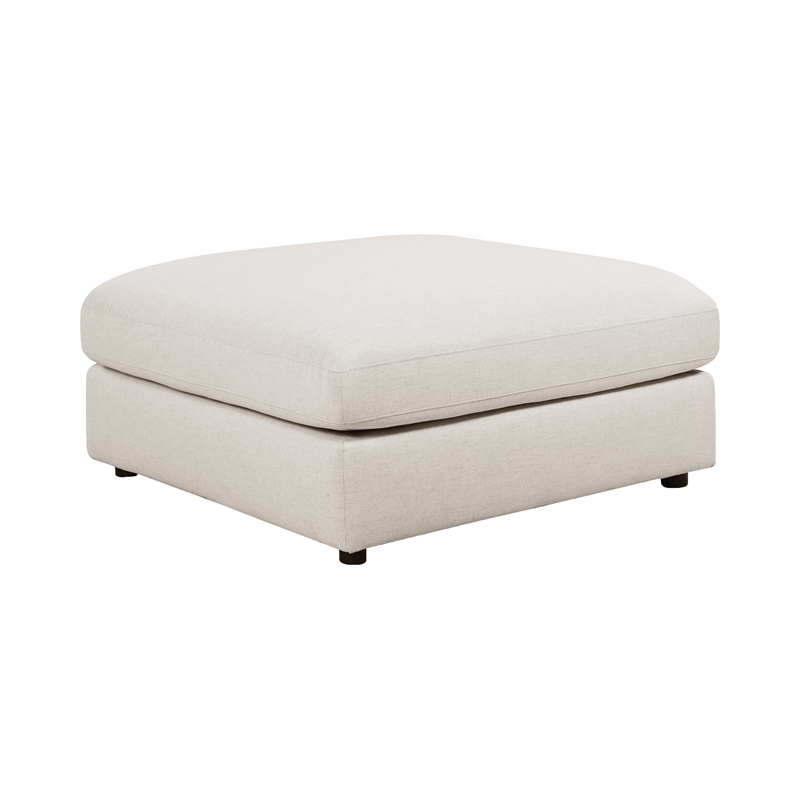 Maklaine 4-Piece Modern Fabric Upholstered Sectional with Ottoman in Beige
