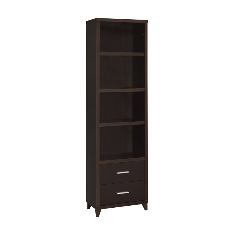 Maklaine Contemporary 4-piece Wood Entertainment Center in Cappuccino