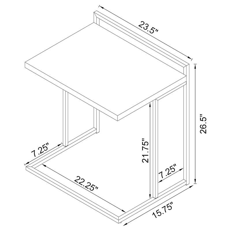 Maklaine Rectangular Modern Metal Snack Table in Chrome/Gloss White