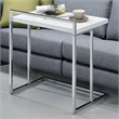 Maklaine Rectangular Modern Metal Snack Table in Chrome/Gloss White
