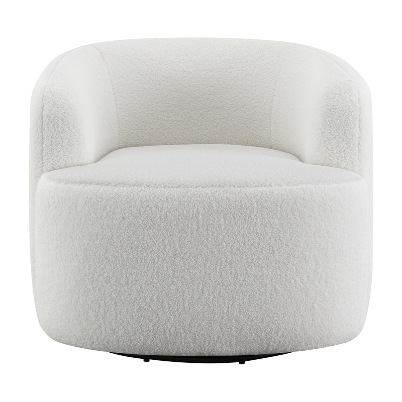 Maklaine Modern Faux Leather Upholstered Swivel Chair in Natural