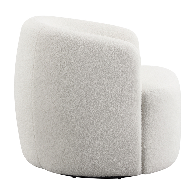 Maklaine Modern Faux Leather Upholstered Swivel Chair in Natural