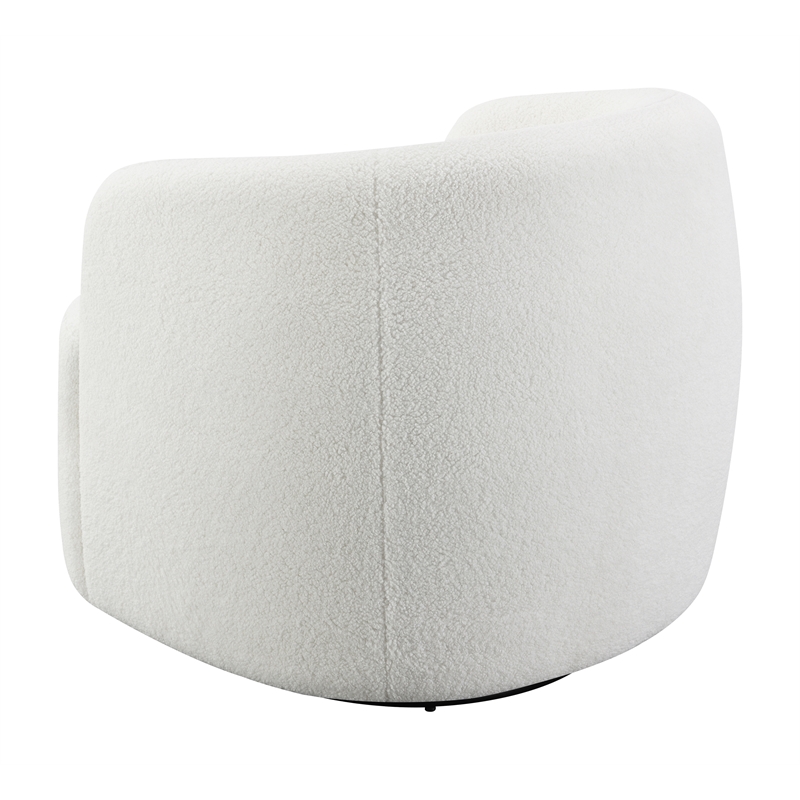 Maklaine Modern Faux Leather Upholstered Swivel Chair in Natural