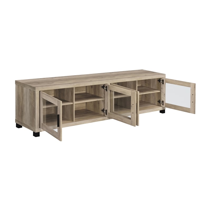 Maklaine MDF Antique Pine TV Stand Rectangular Adjustable Shelves 78.75