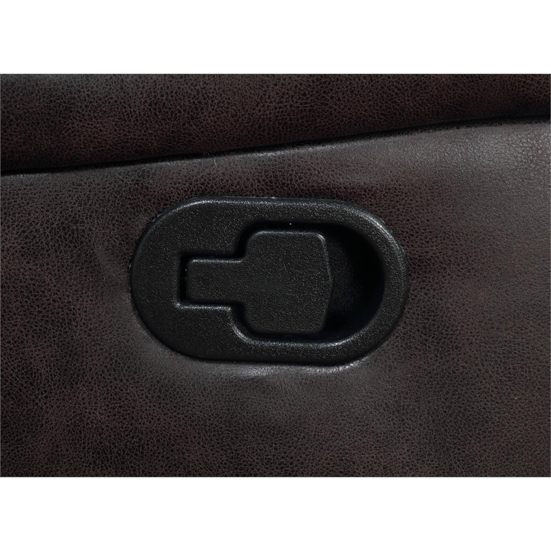 Maklaine Faux Leather Dark Brown Loveseat Rectangular Gliding Mechanism 77