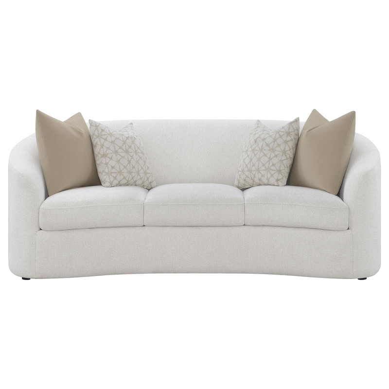 Maklaine Modern Fabric Upholstered Tight Back Sofa in Latte Finish