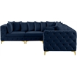 Maklaine Modern / Contemporary Navy Velvet Modular Sectional