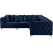 Maklaine Modern / Contemporary Navy Velvet Modular Sectional
