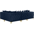 Maklaine Modern / Contemporary Navy Velvet Modular Sectional