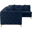 Maklaine Modern / Contemporary Navy Velvet Modular Sectional