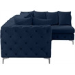 Maklaine Modern / Contemporary Navy Velvet Modular Sectional