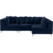Maklaine Modern / Contemporary Navy Velvet Modular Sectional