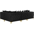 Maklaine Modern / Contemporary Black Velvet Modular Sectional