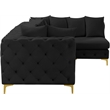 Maklaine Modern / Contemporary Black Velvet Modular Sectional