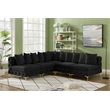 Maklaine Modern / Contemporary Black Velvet Modular Sectional