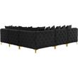 Maklaine Modern / Contemporary Black Velvet Modular Sectional