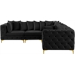 Maklaine Modern / Contemporary Black Velvet Modular Sectional
