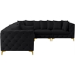 Maklaine Modern / Contemporary Black Velvet Modular Sectional
