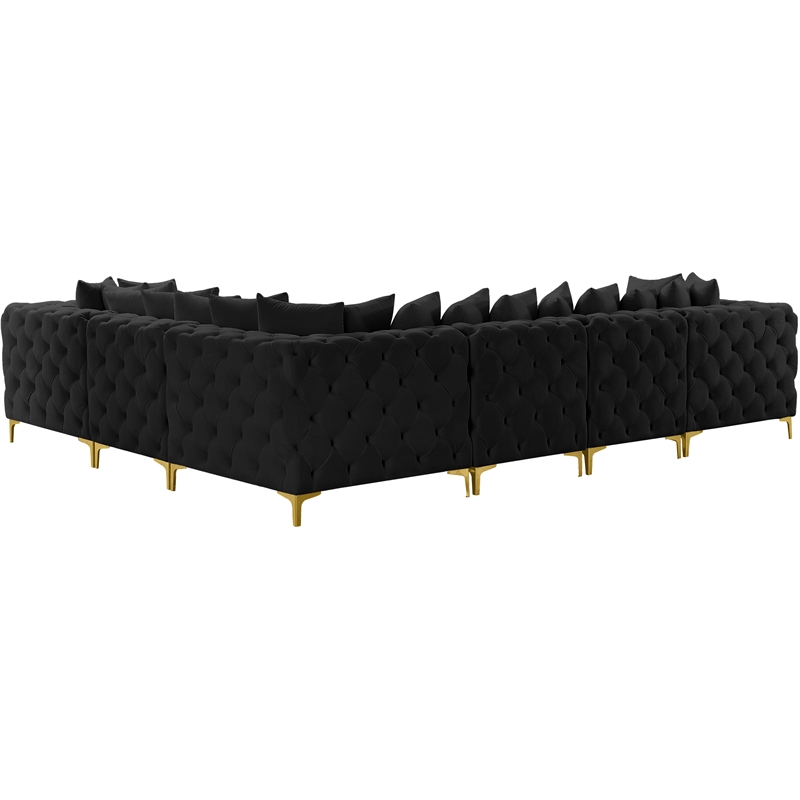 Maklaine Modern / Contemporary Black Velvet Modular Sectional