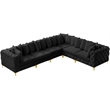 Maklaine Modern / Contemporary Black Velvet Modular Sectional