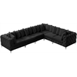 Maklaine Modern / Contemporary Black Velvet Modular Sectional