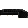 Maklaine Modern / Contemporary Black Velvet Modular Sectional
