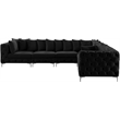 Maklaine Modern / Contemporary Black Velvet Modular Sectional
