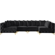 Maklaine Modern / Contemporary Black Velvet Modular Sectional