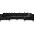 Maklaine Modern / Contemporary Black Velvet Modular Sectional