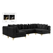 Maklaine Modern / Contemporary Black Velvet Modular Sectional
