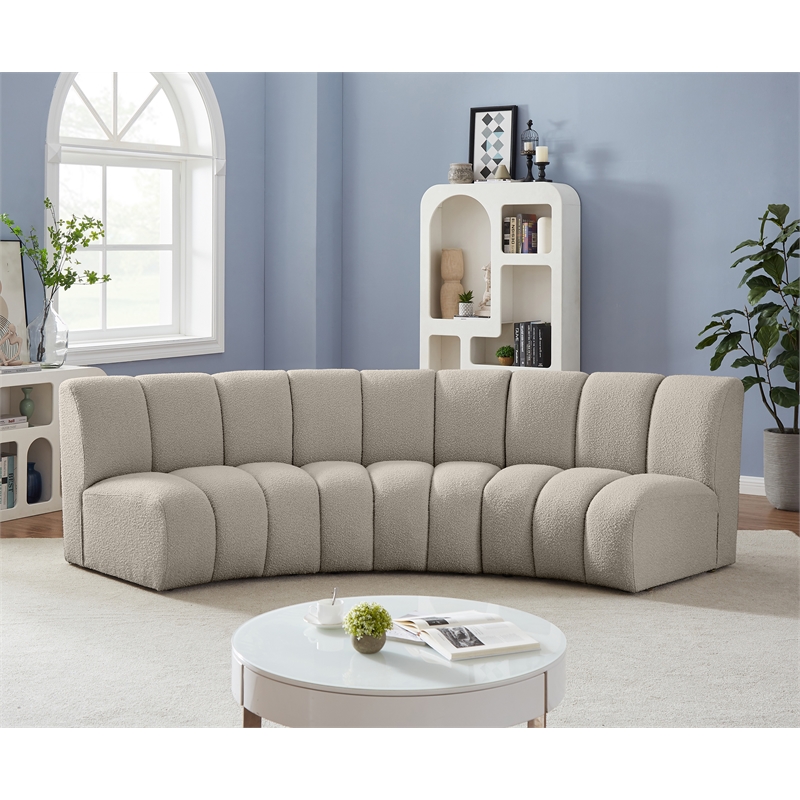 Maklaine Contemporary Brown Boucle Fabric 3pc. Modular Sectional